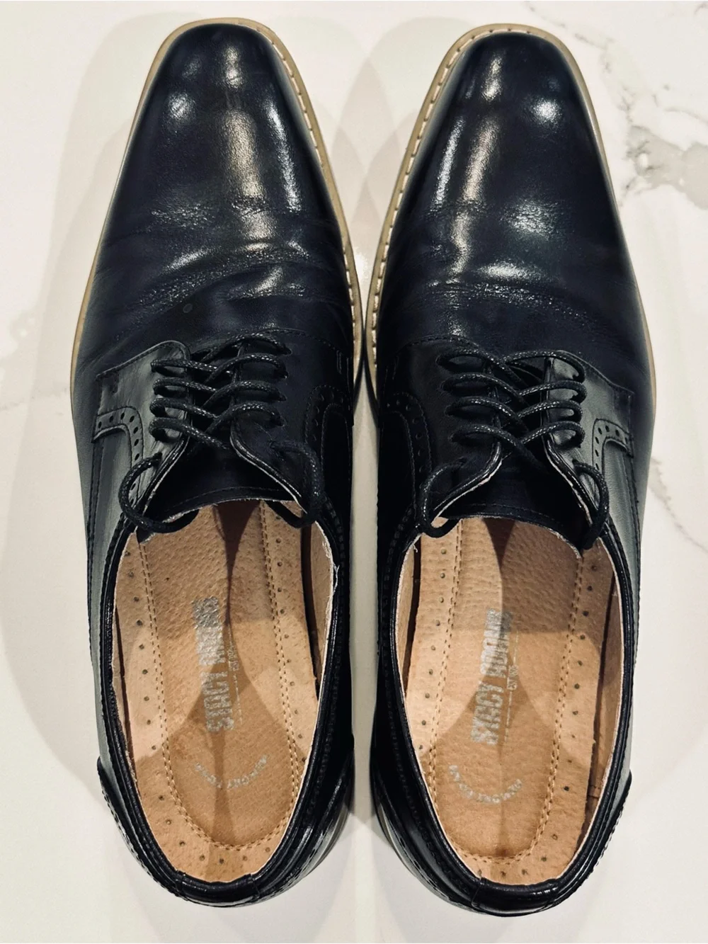 Stacy Adams Barringer Black Leather Plain Toe Oxford Dress Shoes Mens 9.5